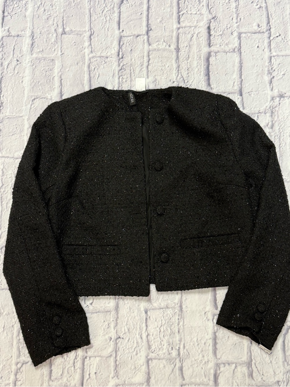H&M Black Bouclé Cropped Jacket
